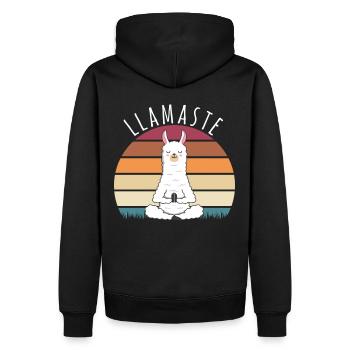 Llamaste Vintage Alpaka Retro Lama Yoga Meditation - Männer Premium Bio Hoodie - Schwarz - Hinten - Nico (187cm)