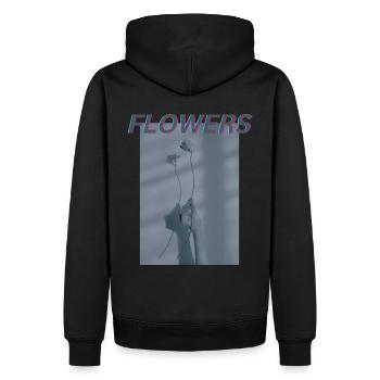 FLOWERS - Blumen - Männer Premium Bio Hoodie - Schwarz - Hinten - Nico (187cm)