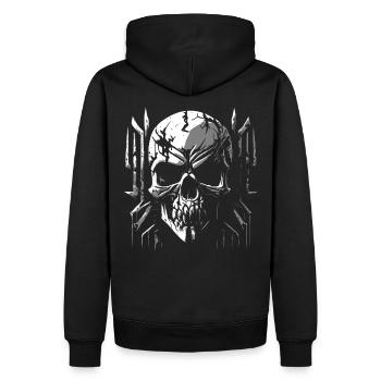 Totenkopf - Männer Premium Bio Hoodie - Schwarz - Hinten - Nico (187cm)