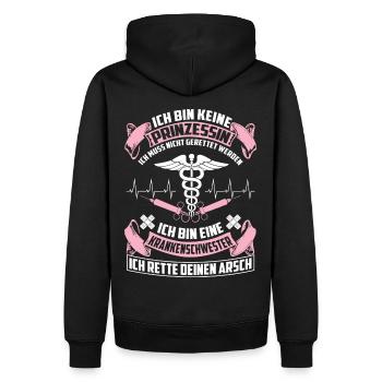 Krankenschwester, nicht Prinzessin P - Männer Premium Bio Hoodie - Schwarz - Hinten - Nico (187cm)