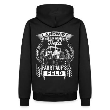 Landwirt - Held - Männer Premium Bio Hoodie - Schwarz - Hinten - Nico (187cm)