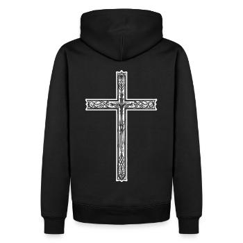 Croyant au symbole de la croix - Sweat à capuche Premium bio Homme - noir - Dos - Nico (187cm)