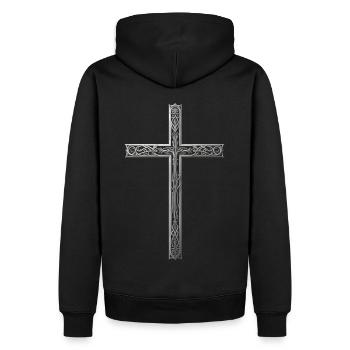 Croix de Dieu religieuse - Sweat à capuche Premium bio Homme - noir - Dos - Nico (187cm)