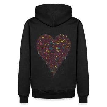 Schokolade Herz flüssig tropft - Männer Premium Bio Hoodie - Schwarz - Hinten - Nico (187cm)