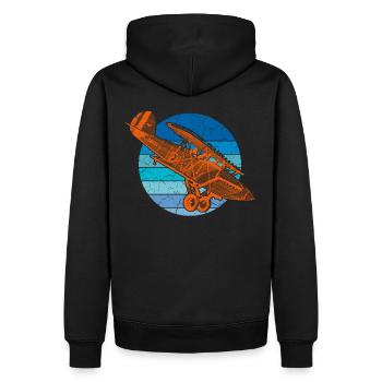 Flugzeug Doppeldecker - Männer Premium Bio Hoodie - Schwarz - Hinten - Nico (187cm)