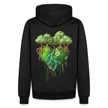 Cœur vert - Sweat à capuche Premium bio Homme - noir - Dos - Nico (187cm)