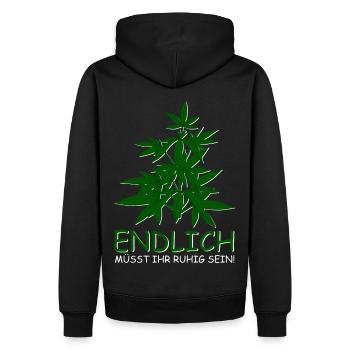 Cannabis légal - Sweat à capuche Premium bio Homme - noir - Dos - Nico (187cm)