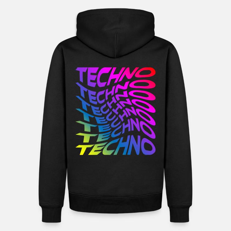 Trippy Techno Arc-en-ciel - Sweat à capuche Premium bio Homme - noir