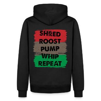 Vélo de montagne - Répétition du fouet de la pompe Shred Roost - Sweat à capuche Premium bio Homme - noir - Dos - Nico (187cm)