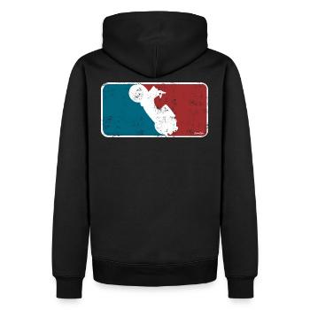 Logo de conception de baseball Simson Schwalbe - Sweat à capuche Premium bio Homme - noir - Dos - Nico (187cm)