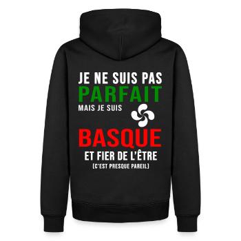 Baque pays basque parfait basque - Sweat à capuche Premium bio Homme - noir - Dos - Nico (187cm)