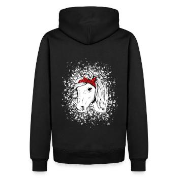 Pferd mit Schneeflocken - Männer Premium Bio Hoodie - Schwarz - Hinten - Nico (187cm)
