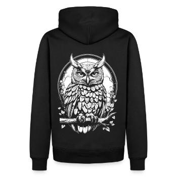 Eule auf einem Ast - Männer Premium Bio Hoodie - Schwarz - Hinten - Nico (187cm)