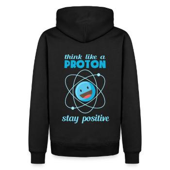 Stay Positive Gute Laune Proton | Chemie Physik - Männer Premium Bio Hoodie - Schwarz - Hinten - Nico (187cm)