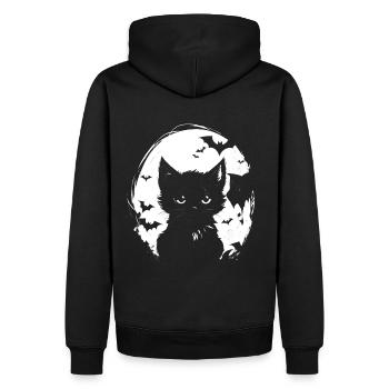 Kleine gruselige Katze - Männer Premium Bio Hoodie - Schwarz - Hinten - Nico (187cm)