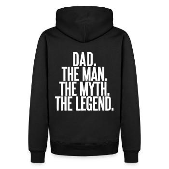 DAD - L’Homme - Le Mythe - La Légende - Sweat à capuche Premium bio Homme - noir - Dos - Nico (187cm)
