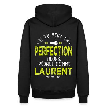 laurent si tu veux la perfection à vélo cycliste - Sweat à capuche Premium bio Homme - noir - Dos - Nico (187cm)