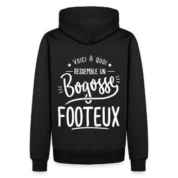 Cadeau foot football footballeur footeux bogosse - Sweat à capuche Premium bio Homme - noir - Dos - Nico (187cm)