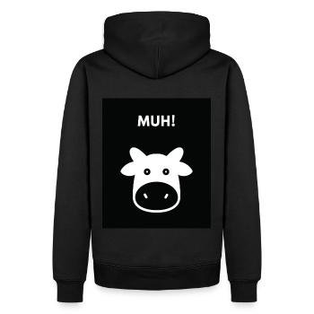 Muh Kuh - Männer Premium Bio Hoodie - Schwarz - Hinten - Nico (187cm)