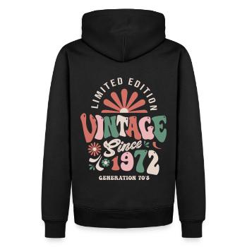 1972 Anniversaire 1972 vintage - Sweat à capuche Premium bio Homme - noir - Dos - Nico (187cm)