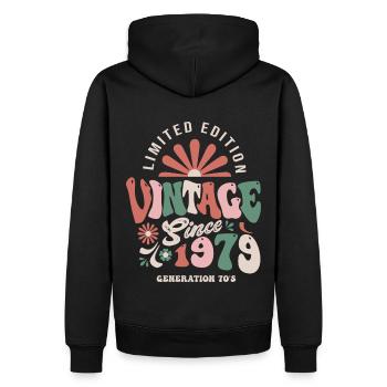 1979 Jubiläum Jahrgang 1979 - Männer Premium Bio Hoodie - Schwarz - Hinten - Nico (187cm)