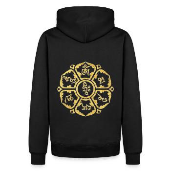 Om Mani Padme Hum Mantra de la Protection Spirituelle - Sweat à capuche Premium bio Homme - noir - Dos - Nico (187cm)