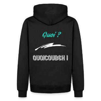 Quoi ? Quoicoubeh - Sweat à capuche Premium bio Homme - noir - Dos - Nico (187cm)