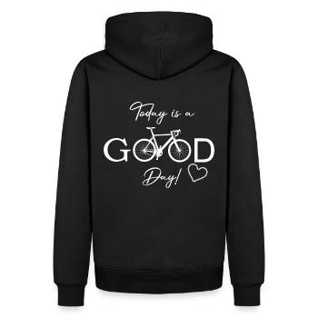 Today is a good day Fahrrad Radfahren - Männer Premium Bio Hoodie - Schwarz - Hinten - Nico (187cm)