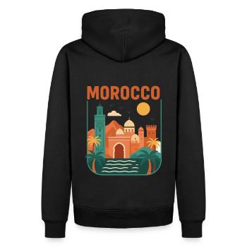 Motif Maroc Rétro Culture Marocaine - Sweat à capuche Premium bio Homme - noir - Dos - Nico (187cm)