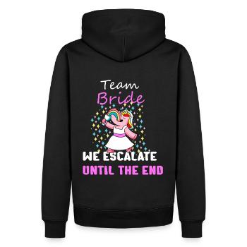 Einhornbraut, wir eskalieren, bis zum Ende. - Männer Premium Bio Hoodie - Schwarz - Hinten - Nico (187cm)