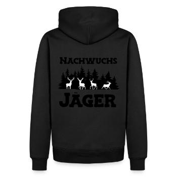Kleiner Jäger Nachwuchsjäger Jagd Papa Jägerin - Männer Premium Bio Hoodie - Schwarz - Hinten - Nico (187cm)
