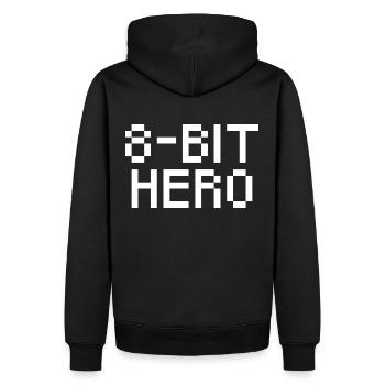 8-Bit Hero - white - Men’s Premium Organic Hoodie - black - Back - Nico (187cm)