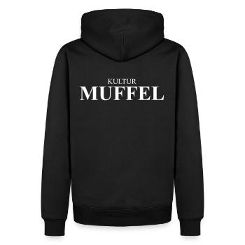 Kultur Muffel Spruch Typografie Geschenk - Männer Premium Bio Hoodie - Schwarz - Hinten - Nico (187cm)
