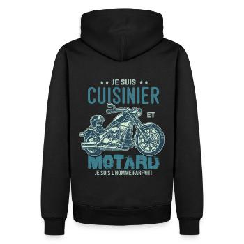 motard le meilleur cuisinier le meilleur cuisto - Sweat à capuche Premium bio Homme - noir - Dos - Nico (187cm)