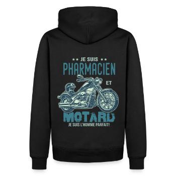motard le meilleur pharmacien le meilleur - Sweat à capuche Premium bio Homme - noir - Dos - Nico (187cm)
