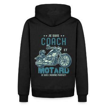 motard le meilleur coach le meilleur - Sweat à capuche Premium bio Homme - noir - Dos - Nico (187cm)
