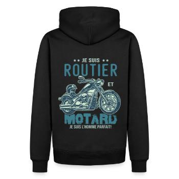 motard le meilleur routier le meilleur - Sweat à capuche Premium bio Homme - noir - Dos - Nico (187cm)