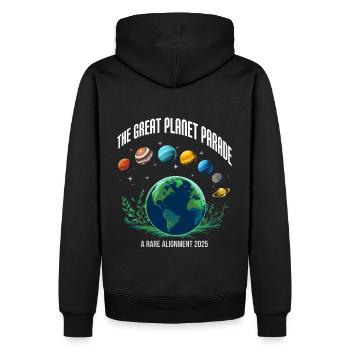 La Grande Parade des Planètes 2025 - Sweat à capuche Premium bio Homme - noir - Dos - Nico (187cm)