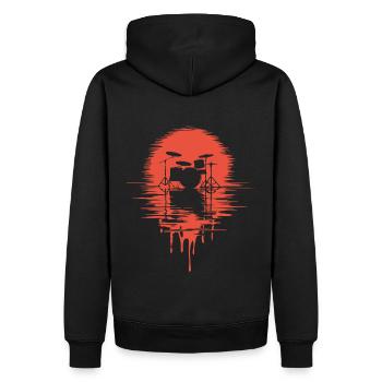 Drumset Silhouette Drums with Reflection - Men’s Premium Organic Hoodie - black - Back - Nico (187cm)