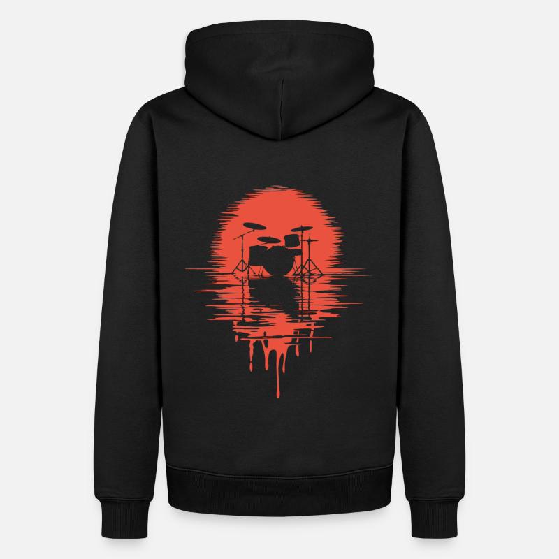 Batterie Silhouette Drum avec réflexion - Sweat à capuche Premium bio Homme - noir
