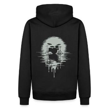 Drumset Silhouette Schlagzeug mit Spiegelung - Männer Premium Bio Hoodie - Schwarz - Hinten - Nico (187cm)