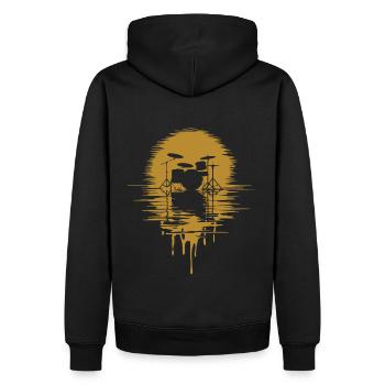 Drumset Silhouette Schlagzeug - Männer Premium Bio Hoodie - Schwarz - Hinten - Nico (187cm)