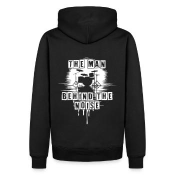 Homme derrière le bruit drôle de tambour motif - Sweat à capuche Premium bio Homme - noir - Dos - Nico (187cm)