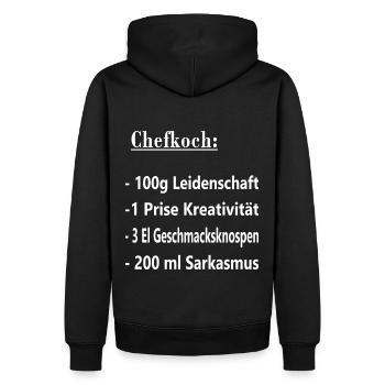 Koch Chefkoch Küchenchef Rezept Spruch - Männer Premium Bio Hoodie - Schwarz - Hinten - Nico (187cm)