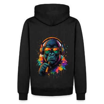 Monkey DJ Écouteurs Lunettes Soleil - Sweat à capuche Premium bio Homme - noir - Dos - Nico (187cm)