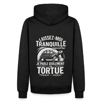 Today I'm just talking to my turtle - Men’s Premium Organic Hoodie - black - Back - Nico (187cm)