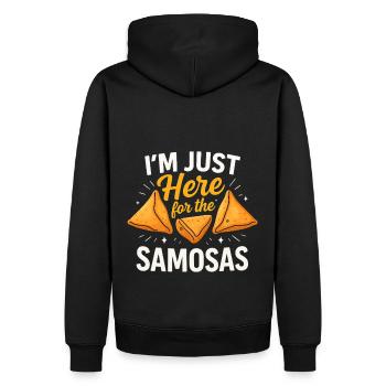 Samosas in erster Linie – lustiges indisches Gericht - Männer Premium Bio Hoodie - Schwarz - Hinten - Nico (187cm)
