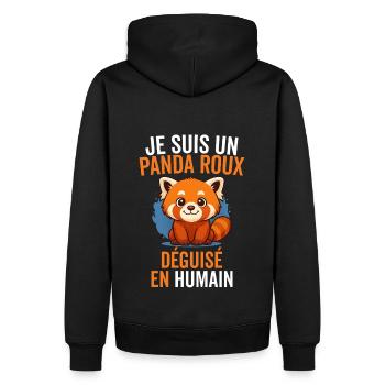 Mensch Roter Panda Inkognito - Männer Premium Bio Hoodie - Schwarz - Hinten - Nico (187cm)