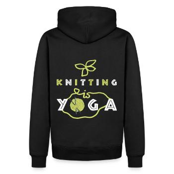 Le tricot, c’est le yoga, le beau tricot et le dicton du yoga - Sweat à capuche Premium bio Homme - noir - Dos - Nico (187cm)