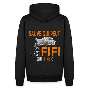 c'est Fifi qui tire Humour Chaseur Philippe - Sweat à capuche Premium bio Homme - noir - Dos - Nico (187cm)